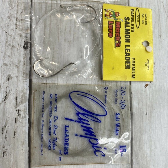 3 Vintage Olympic and Macks Lure Leaders for Classic Salmon and Trout Fishing - Picture 7 of 12